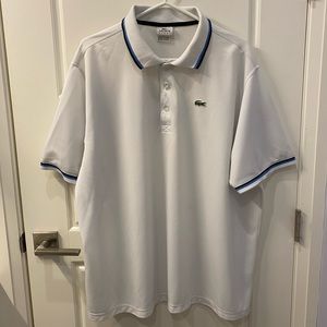 2/$25 Lacoste White with Black and Blue Collar Polo Button Shortsleeve Size 3XL